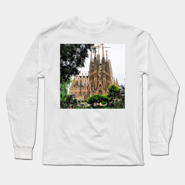 Barcelona's Sagrada Familia Basilica Long Sleeve T-Shirt by Debbie-D-Pics